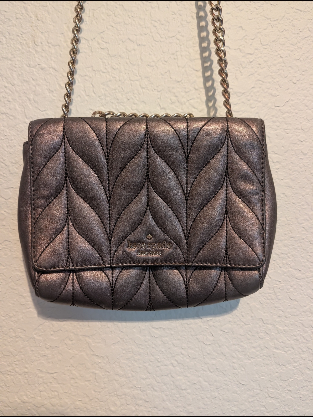 Kate Spade Emelyn Quilted Metallic Purple Crossbody Bag